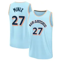 Riley Minix San Antonio Spurs Men's Fast Break Fanatics 2024/25 City Edition Jersey - Light Blue